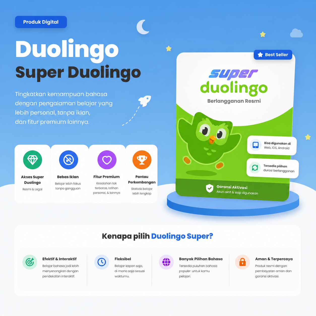 Duolingo Super ( 1 Year ) ( Invitation )